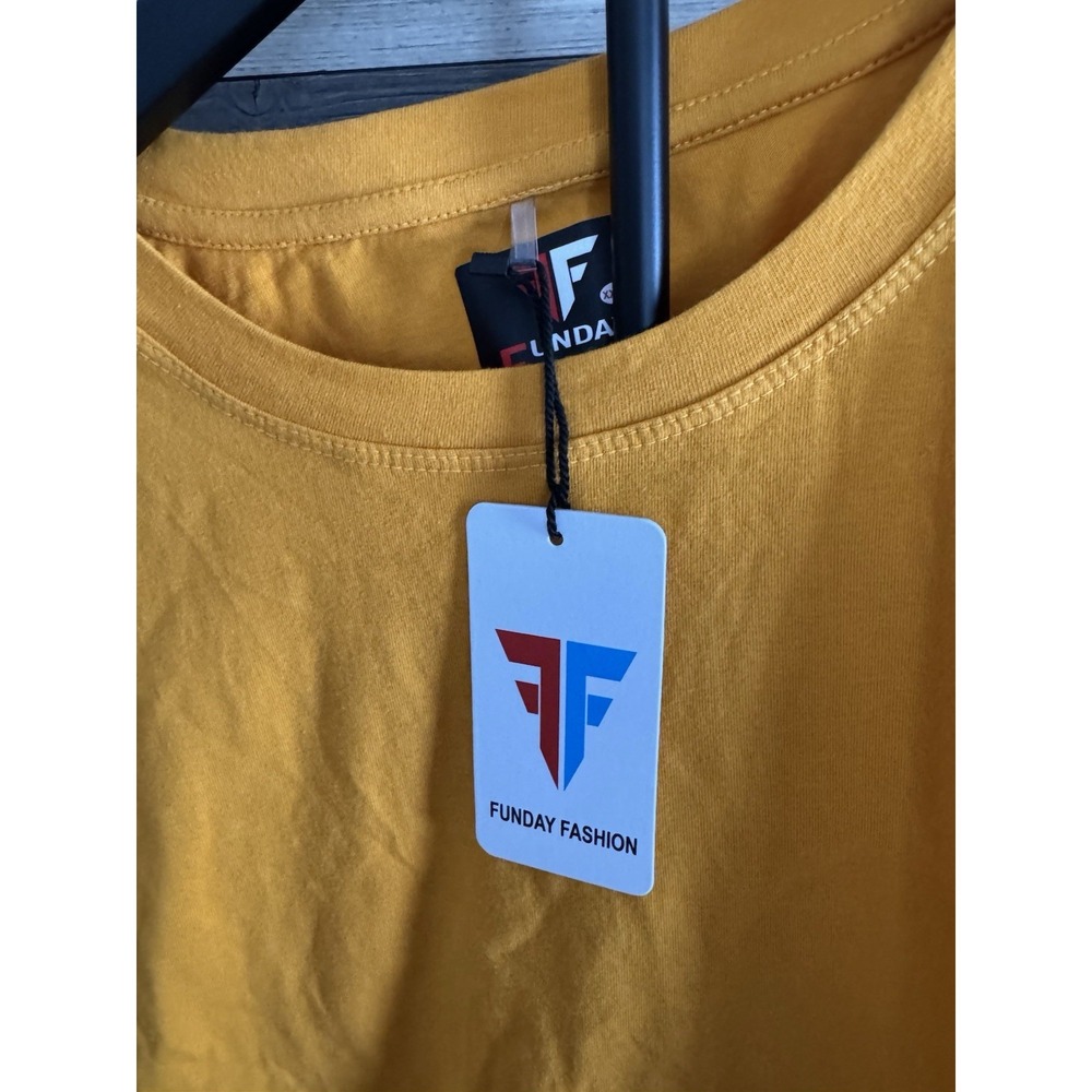 Unisex Mustard Tee-shirt Size 3X - Cotton - Loose - Big & Tall - Funday Fashion - Picture 3 of 5